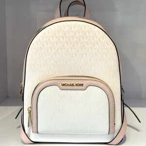 Michael Kors Jaycee Medium Ombré Signature Logo Backpack Powder Blush Multi